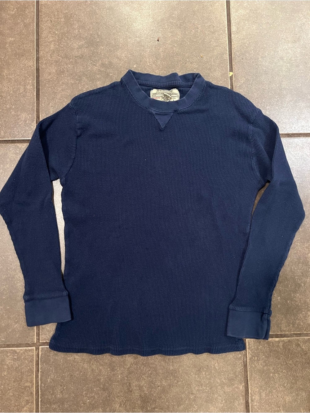 Vintage Big Ball Sports Navy Blue Waffle Thermal Long Sleeve Shirt